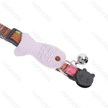 Cicada fish cat collar W1.0*L25-34cm Grey&Pink Brown&Purple