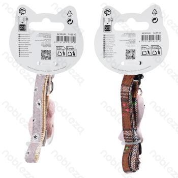 Cicada fish cat collar W1.0*L25-34cm Grey&Pink Brown&Purple