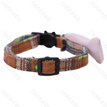 Cicada fish cat collar W1.0*L25-34cm Grey&Pink Brown&Purple