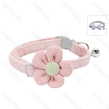 Elegancka obroża dla kota z kokardką lub kwiatkiem i dzwoneczkiem 30 cm