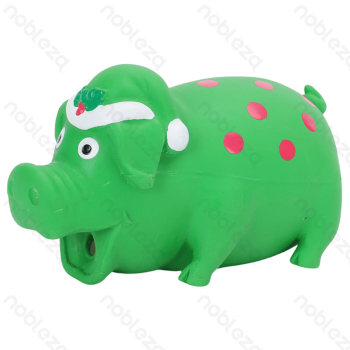 Squeaky rubber toy Pig Christmas style Small L16*W7.5*H9.5CM Green Red