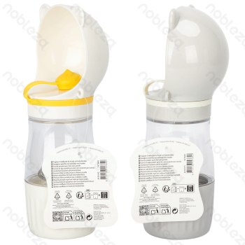 Water and food cup With carrying rope Food capacity 180ml Water capacity 236ml D7.2*H22.5cm White Grey