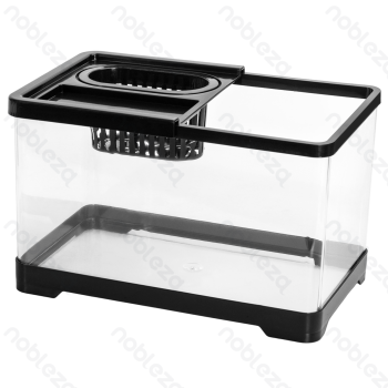 Plastic fish tank Square Small L30*W19*H18.5CM Transparent&Black