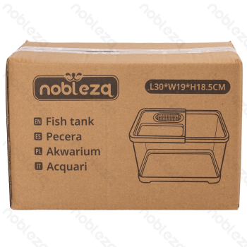 Plastic fish tank Square Small L30*W19*H18.5CM Transparent&Black