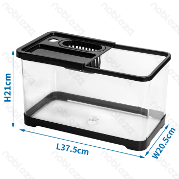 Plastic fish tank Square Middle size L37.5*W20.5*H21CM Transparent&Black