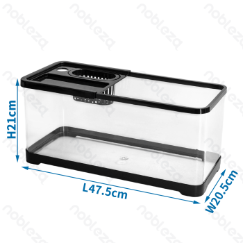 Plastic fish tank Square Large L47.5*W20.5*H21CM Transparent&Black