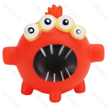 Squeaky rubber toy Four-eyed monster L10*W6.5*H8.7CM Red