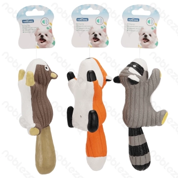 Squeaky rubber toy Raccoon Squirrel Fox L21.5*W10*H6CM Grey Brown Orange