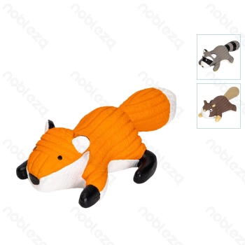 Squeaky rubber toy Raccoon Squirrel Fox L21.5*W10*H6CM Grey Brown Orange