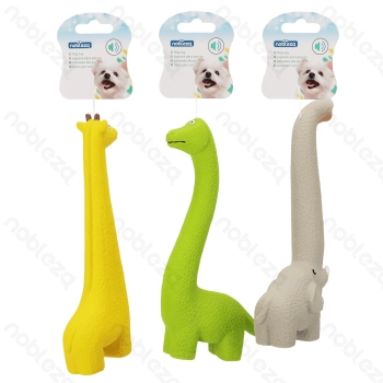 Squeaky rubber toy Dinosaur Giraffe Elephant L10.5*W5.5*H21.8CM Green Yellow Grey