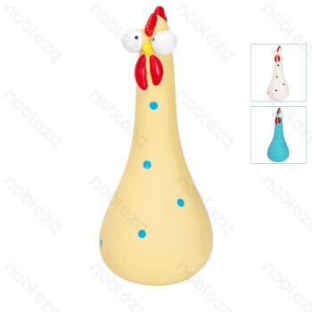 Squeaky rubber toy Spotted chicken L8*W8*H19CM White Blue Yellow