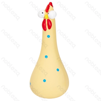 Squeaky rubber toy Spotted chicken L8*W8*H19CM White Blue Yellow