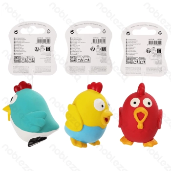 Squeaky rubber toy Bird L6.5*W6.5*H9.3CM Blue&White Yellow&Blue Red