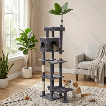 Nobleza Cat tree L77*W40*H190cm (Leaf not included) Leaf 32cm Dark grey