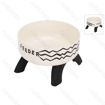Nobleza Cat elevated bowl Printed style D14*H8.7cm 300ml White&Black