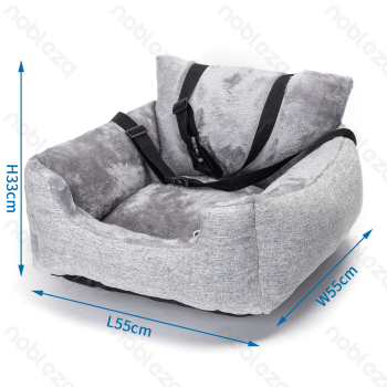 Linen type cloth pet bed(can be used in the car with backrest) L55*W55*H33cm Grey