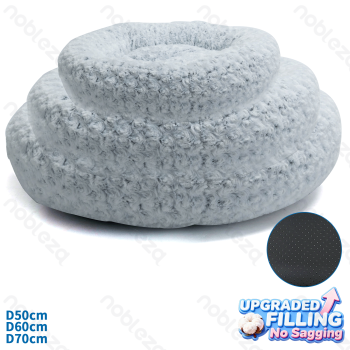 3-piece set of round pet bed D50cm D60cm D70cm Grey