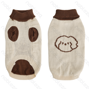 Animal pattern high-neck sweater L-35cm Green&Blue Pink&Brown Apricot&Brown