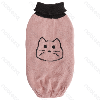 Animal pattern high-neck sweater L-35cm Green&Blue Pink&Brown Apricot&Brown