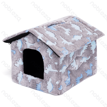 Printed fleece dinosaur jacquard pet house L L53*W50*H43CM Grey