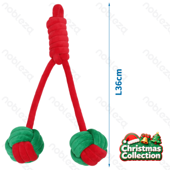 Rope toy Double balls L36CM Red&Green