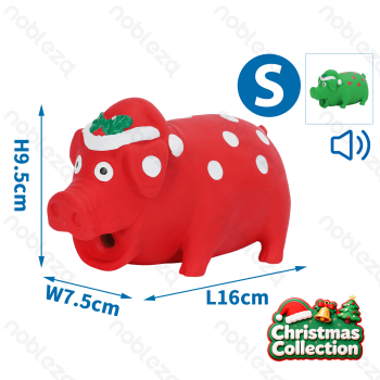 Squeaky rubber toy Pig Christmas style Small L16*W7.5*H9.5CM Green Red