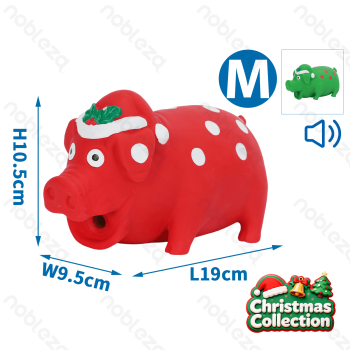 Squeaky rubber toy Pig Christmas style Large L19*W9.5*H10.5CM Green Red