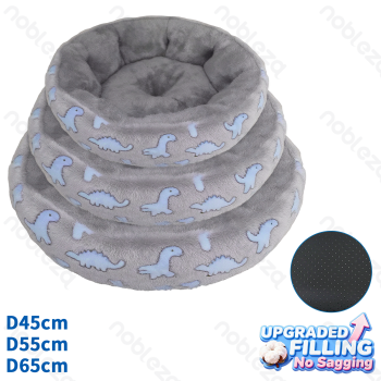 Printed fleece dinosaur jacquard round bed three-piece set D45cm D55cm D65cm Grey