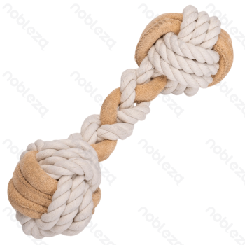 Rope toy Double balls L22*W6.5CM White&Khaki