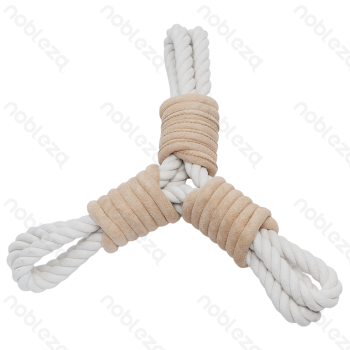 Rope toy Three handles L32*W32*H4.5CM White&Khaki