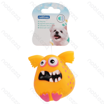 Squeaky rubber toy Big mouth monster L8.7*W7.2*H7.5CM Orange
