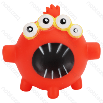 Squeaky rubber toy Four-eyed monster L10*W6.5*H8.7CM Red