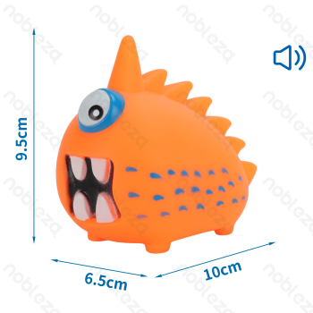 Squeaky rubber toy One-eyed monster L10*W6.5*H9.5CM Orange