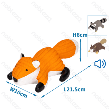 Squeaky rubber toy Raccoon Squirrel Fox L21.5*W10*H6CM Grey Brown Orange