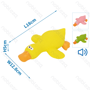 Squeaky rubber toy Duck L18*W12.8*H5CM Yellow Green Pink