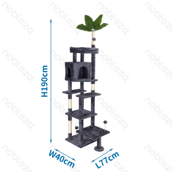 Cat tree L77*W40*H190cm(Leaf not included) Leaf 32cm Dark grey