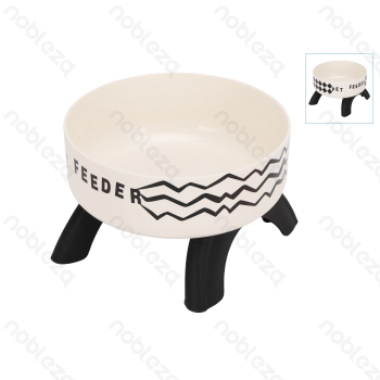 Cat elevated bowl Printed style D14*H8.7cm 300ml White&Black