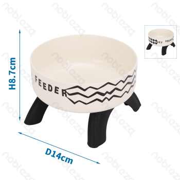 Cat elevated bowl Printed style D14*H8.7cm 300ml White&Black