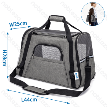 Torba podróżna dla zwierząt 44x25x28 cm szara