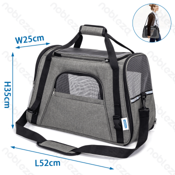 Torba podróżna dla zwierząt 52x25x35 cm szara