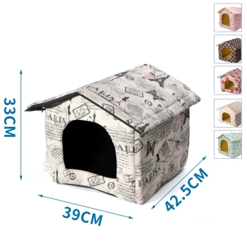 Aksamitny domek-buda ze wzorkiem dla psa 42,5x39x33cm