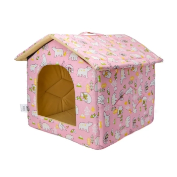 Aksamitny domek-buda ze wzorkiem dla psa 42,5x39x33cm