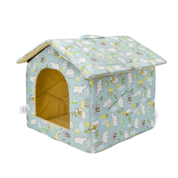 Aksamitny domek-buda ze wzorkiem dla psa 48x45x39cm