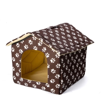 Aksamitny domek-buda ze wzorkiem dla psa 48x45x39cm