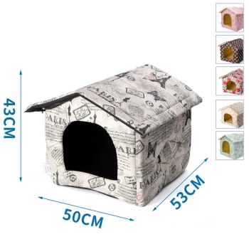 Aksamitny domek-buda we wzorki dla psa 53x50x43cm