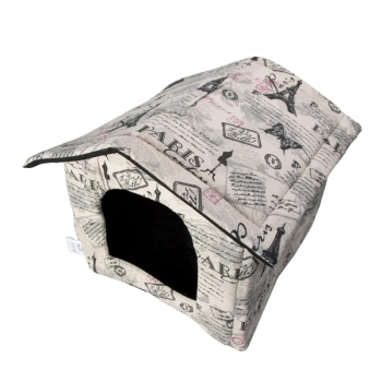 Aksamitny domek-buda we wzorki dla psa 53x50x43cm