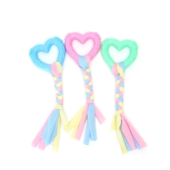 Zabawki z bawełnianego sznura z sercem z TPR dla psa