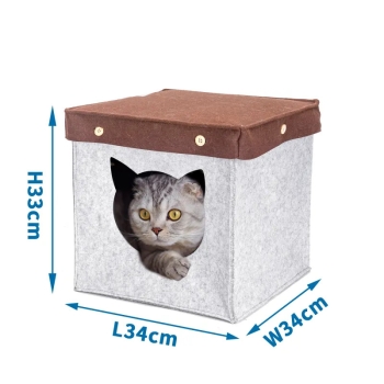 Kwadratowy półzamknięty domek dla kota 34x34x33cm