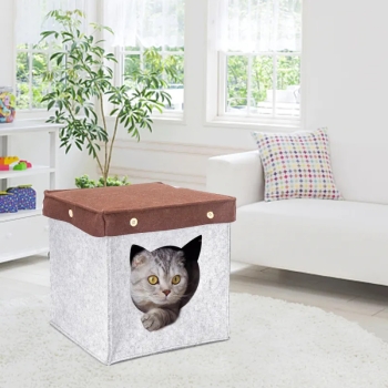 Kwadratowy półzamknięty domek dla kota 34x34x33cm