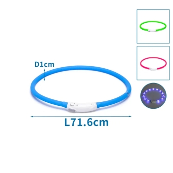 Świecąca Obroża silikonowa LED z 3 trybami świecenia 71,6cm dowolnie skracalna